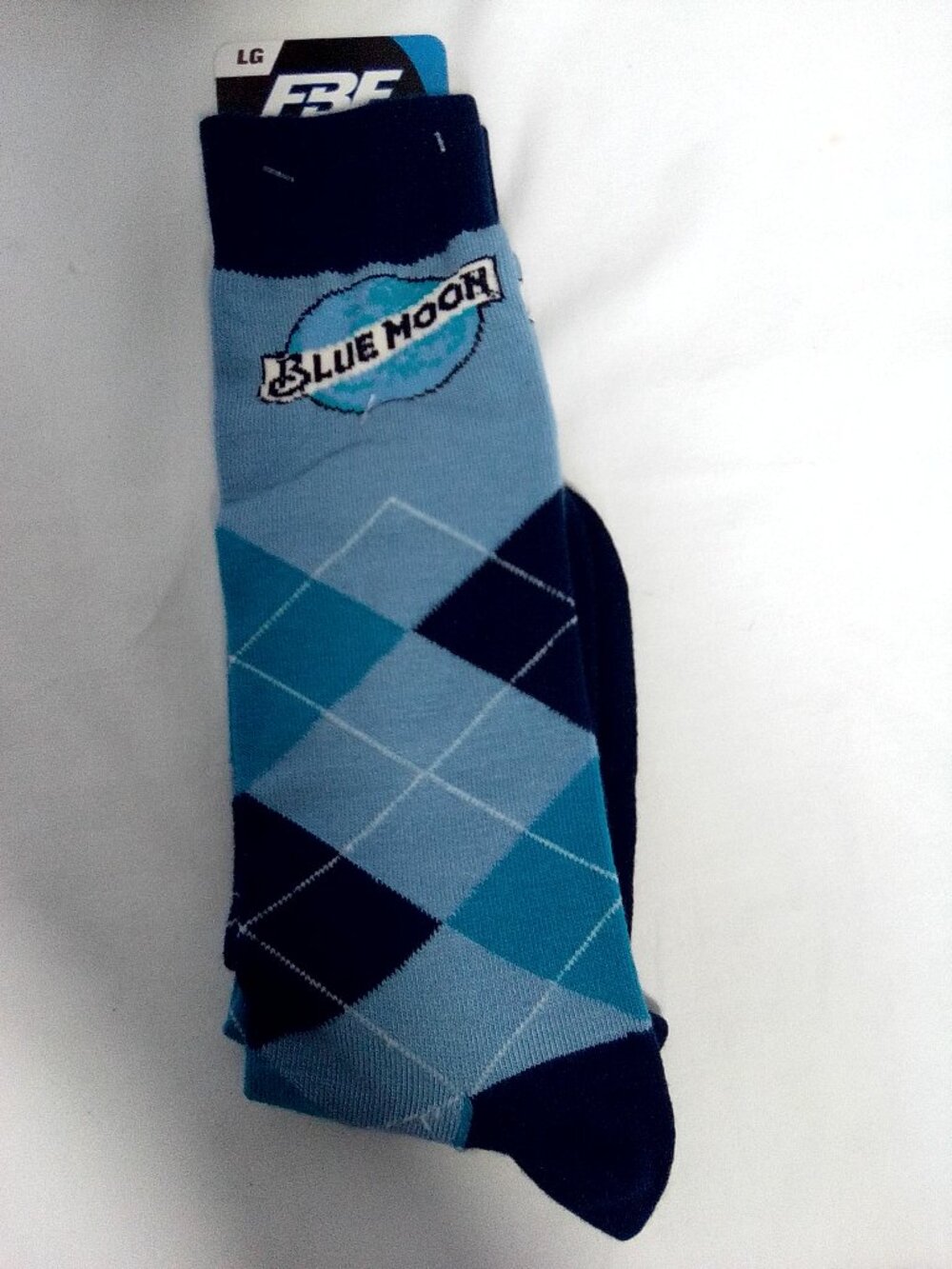 FBF Blue Moon Brewing Company argyle socks large NWT
